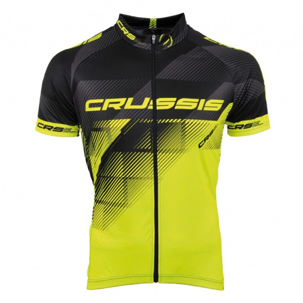 Cyklistický dres Crussis  černá-fluo žlutá  XS