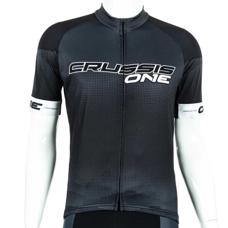 Cyklistický dres s krátkým rukávem Crussis ONE  černá/bílá  L