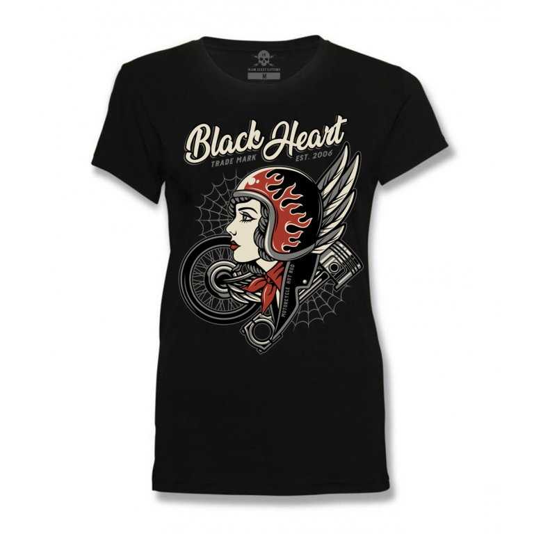 Dámské triko BLACK HEART Motorcycle Girl  černá  L