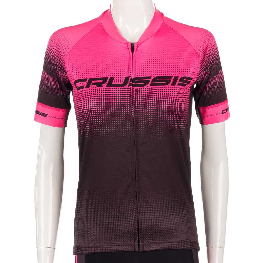 Dámský cyklistický dres s krátkým rukávem Crussis  černo-růžová  L