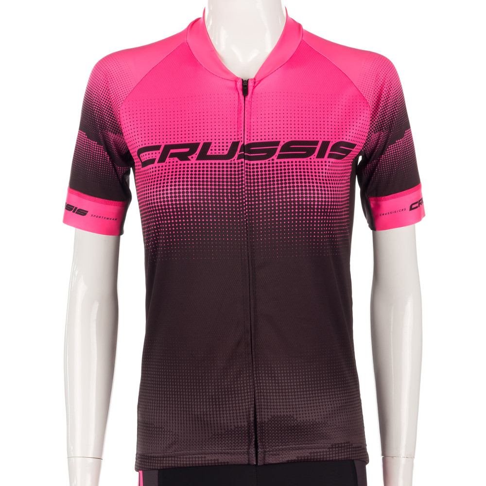 Dámský cyklistický dres s krátkým rukávem Crussis  černo-růžová  M