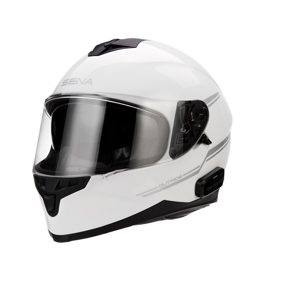 Moto přilba SENA Outride s integrovaným headsetem Shine White