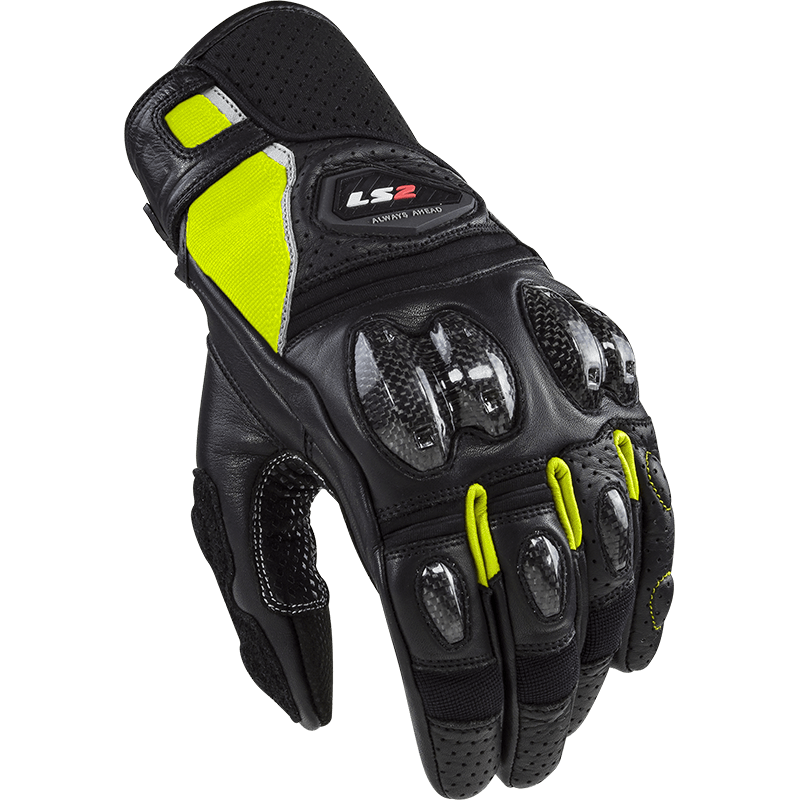 Pánské moto rukavice LS2 Spark 2 Black H-V  černá/fluo žlutá  M