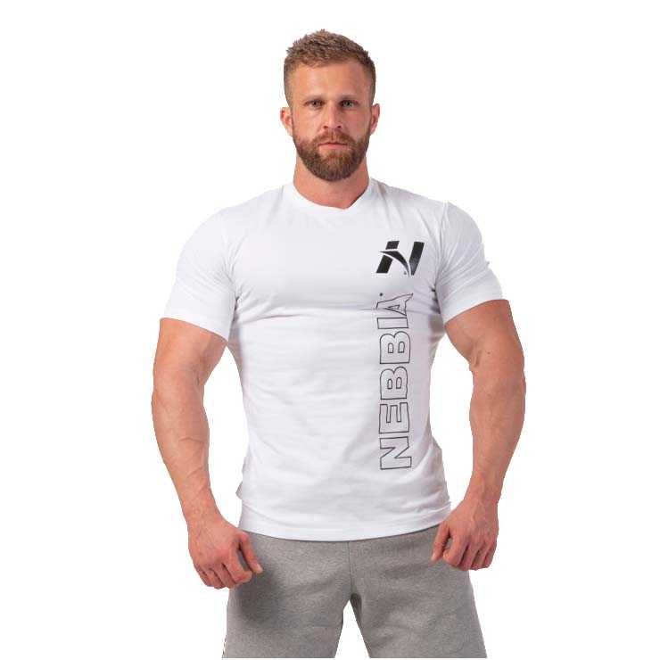 Pánské tričko Nebbia Vertical Logo 293  White  L