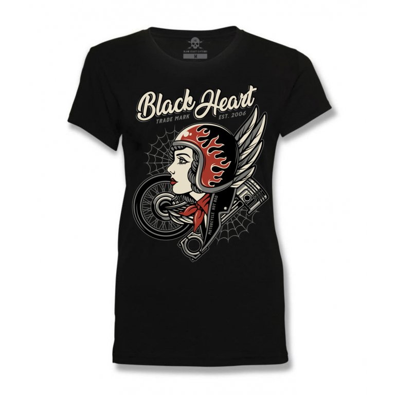 Dámské triko BLACK HEART Motorcycle Girl  černá  S