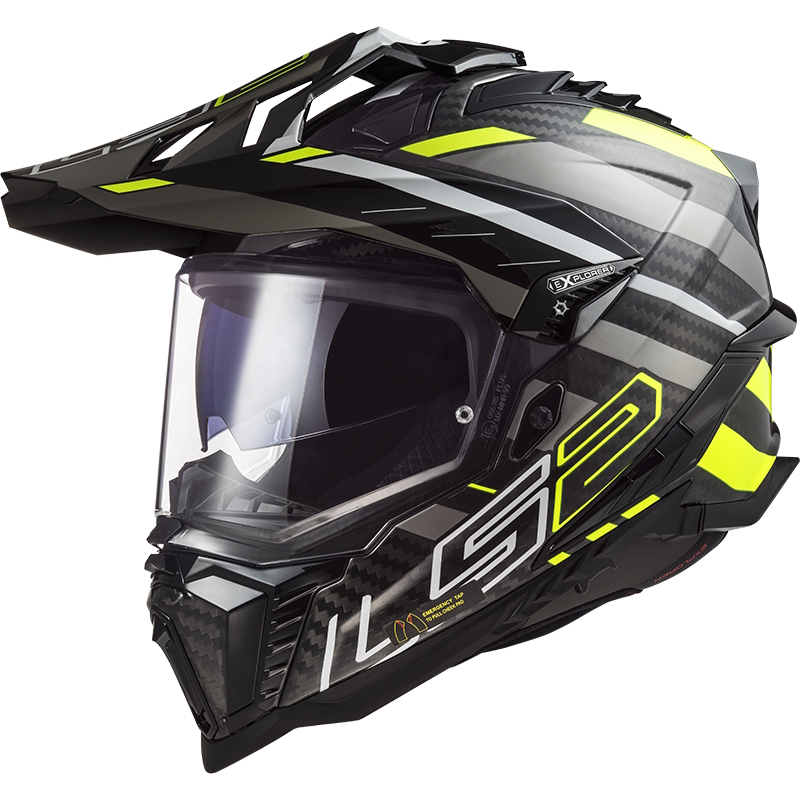 Enduro helma LS2 MX701 Explorer C Edge Gloss Black H-V Yellow