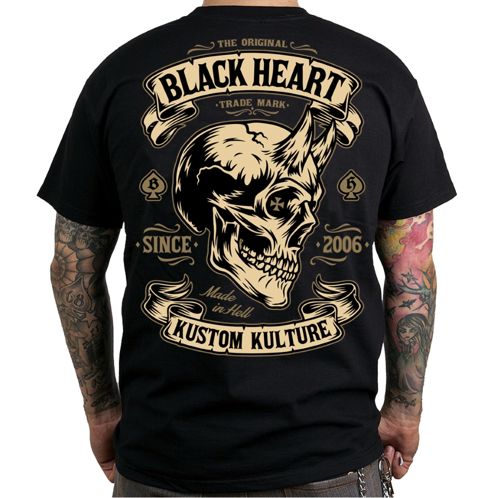 Triko BLACK HEART Devil Skull  černá  M