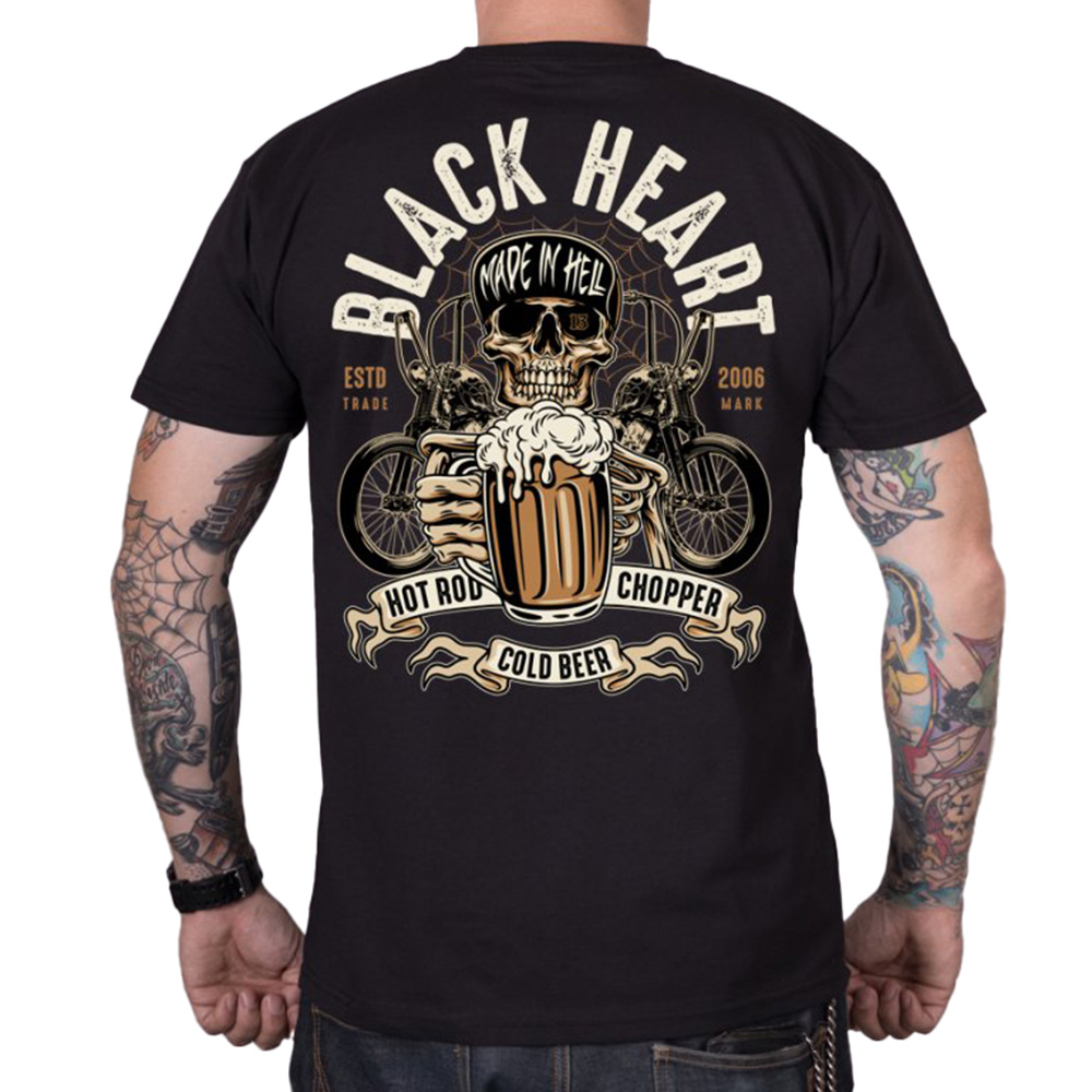 Triko BLACK HEART Beer Biker  3XL  černá