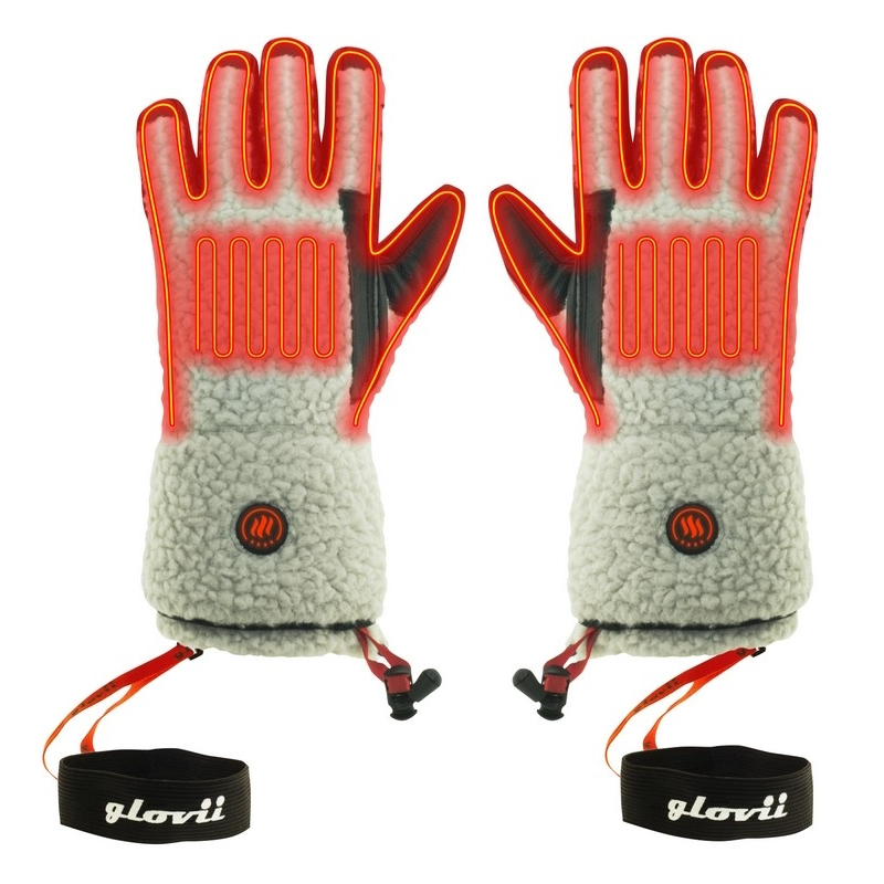 Vyhřívané rukavice ve stylu shearling Glovii GS3  béžovo-černá  L